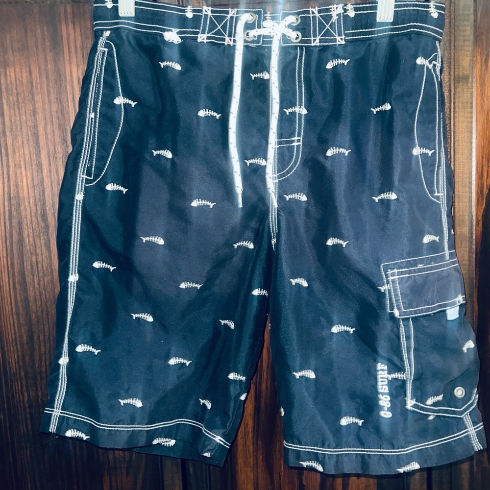 GAP kids XL Navy Blue Fishbone Swim Shorts‎